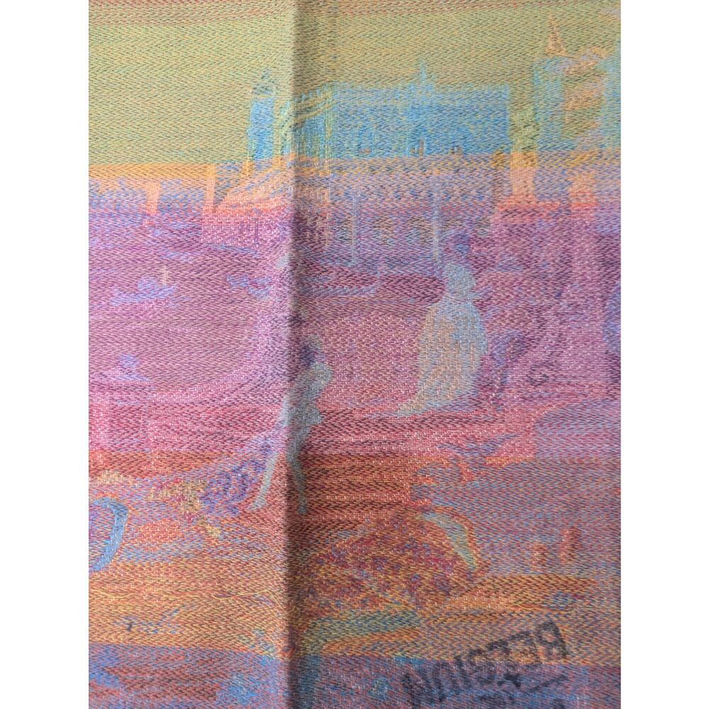 Vintage Belgian Woven Tapestry Venice Canal Gondola Scene Made in Belgium 36x36 - Picture 13 of 16